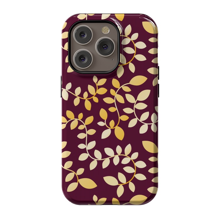 iPhone 14 Pro StrongFit GOLDEN LEAVES PATTERN by MALLIKA