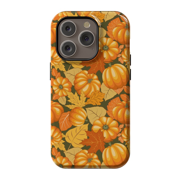 iPhone 14 Pro StrongFit Pumpkins and Autumn Leaves Party by BluedarkArt