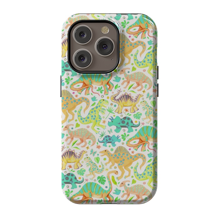 iPhone 14 Pro StrongFit Happy Dinos in Citrus Colors by Micklyn Le Feuvre