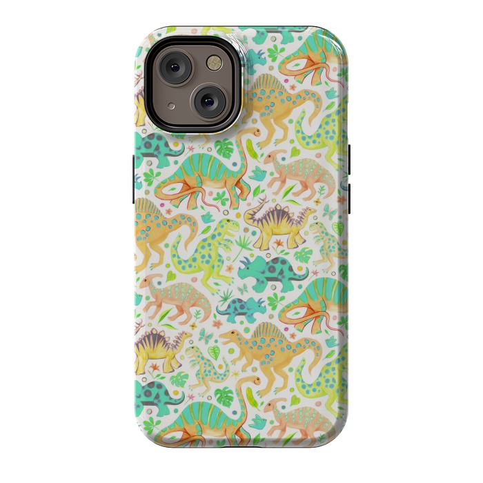 iPhone 14 StrongFit Happy Dinos in Citrus Colors by Micklyn Le Feuvre