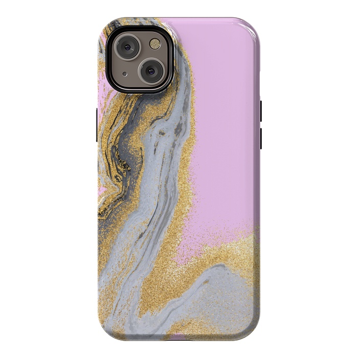 iPhone 14 Plus StrongFit Black and golden liquid marble texture by ArtsCase