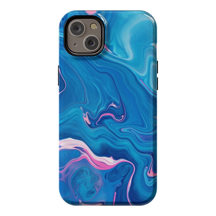 iPhone 14 Plus StrongFit Abstract Marble Painting Blue Pink Orange by ArtsCase