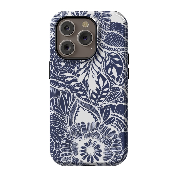 iPhone 14 Pro StrongFit BlueFlorals by Rose Halsey