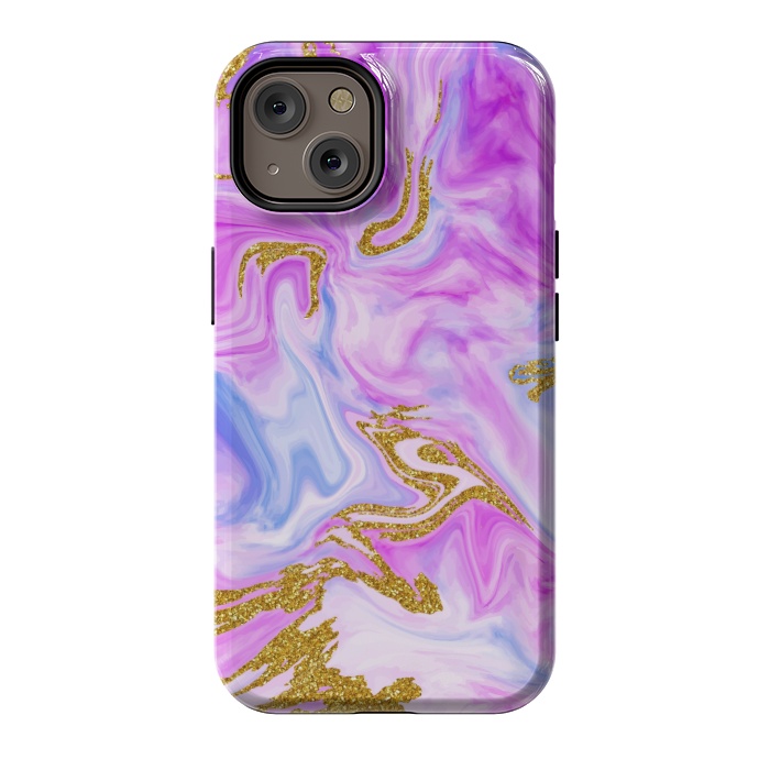 iPhone 14 StrongFit liquid marble with gold accents by ArtsCase
