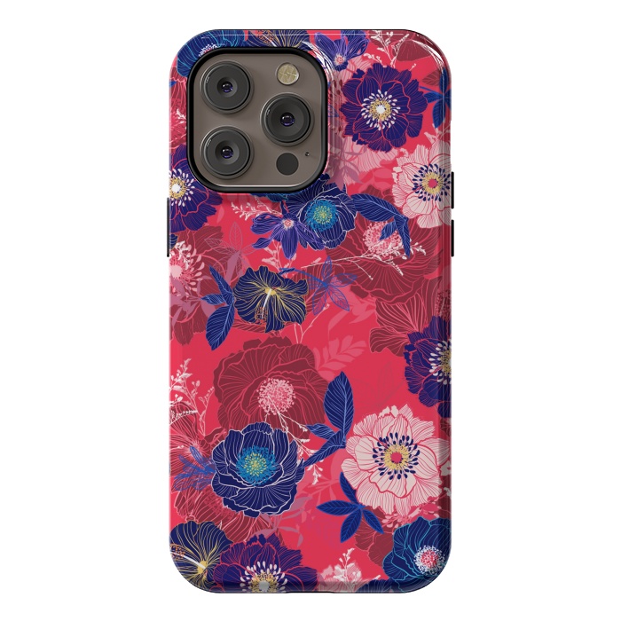 iPhone 14 Pro max StrongFit Country Flowers in Red Sky by ArtsCase