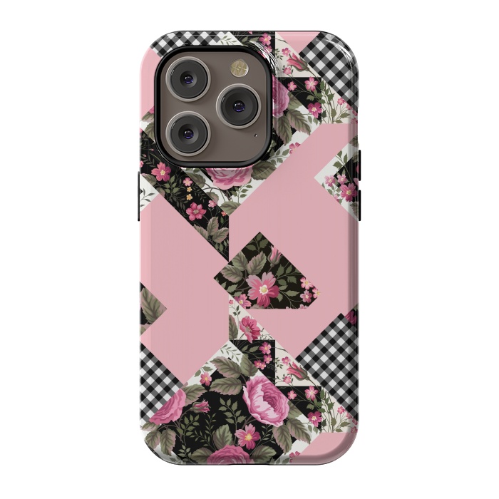 iPhone 14 Pro StrongFit elegant roses with pink background by ArtsCase