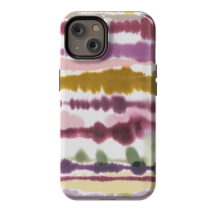 iPhone 14 StrongFit Soft Watercolor Lines Gold by Ninola Design