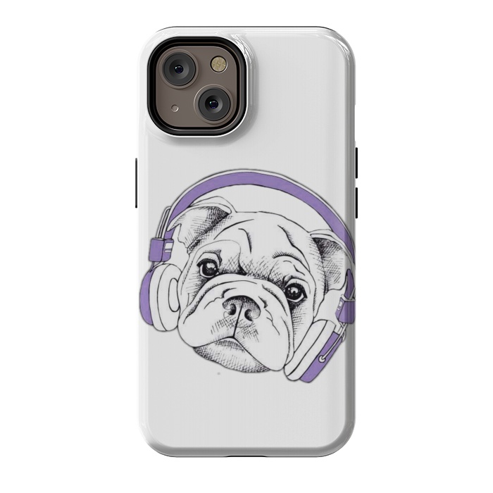 iPhone 14 StrongFit french bulldog listening music by haroulita