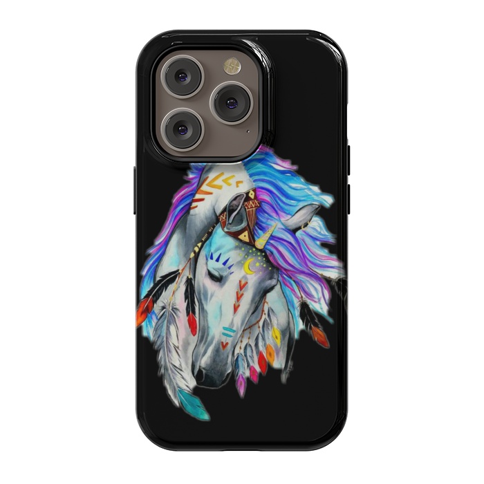 iPhone 14 Pro StrongFit feather horse by haroulita