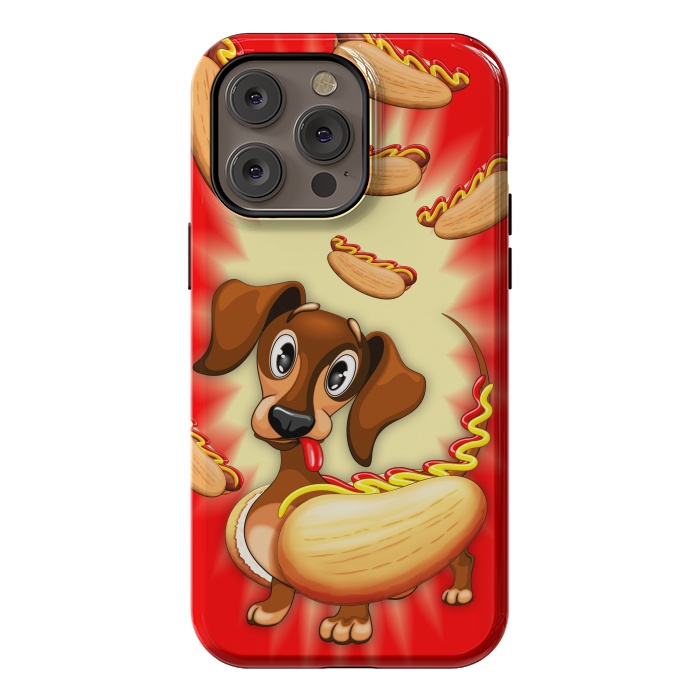 iPhone 14 Pro max StrongFit Dachshund Hot Dog Cute and Funny Character by BluedarkArt