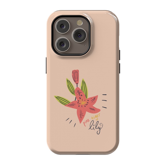 iPhone 14 Pro StrongFit pink tiger lily flowers by Lovi Dianti