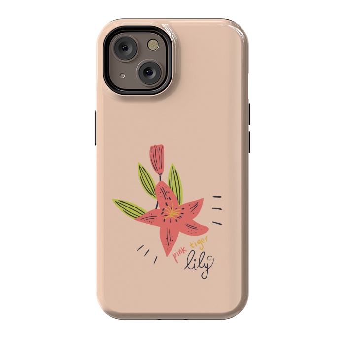 iPhone 14 StrongFit pink tiger lily flowers by Lovi Dianti