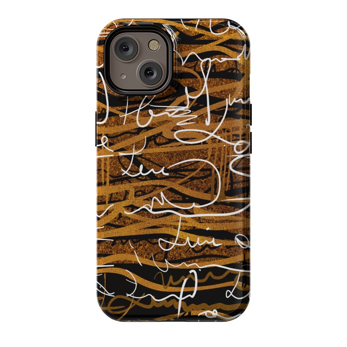 iPhone 14 StrongFit Gold text writing abstract art case by Josie