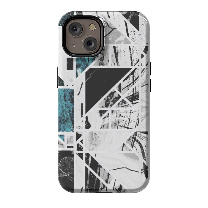 iPhone 14 StrongFit Ink brushed marble tiles by Oana 