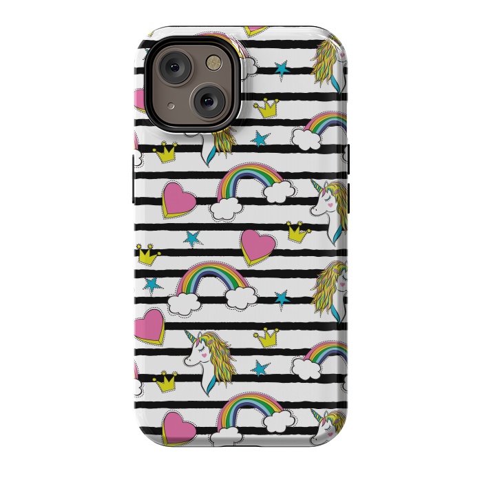 iPhone 14 StrongFit Unicorns Rainbows and Hearts by ArtsCase