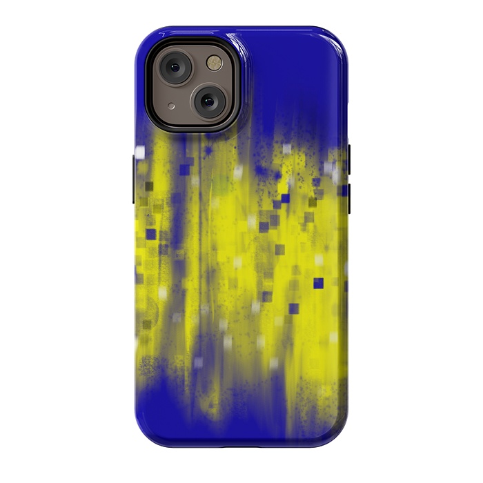 iPhone 14 StrongFit Color blue yellow abstract art by Josie