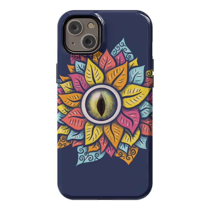 iPhone 14 Plus StrongFit Colorful Reptile Eye Flower Fun Weird Digital Art by Boriana Giormova