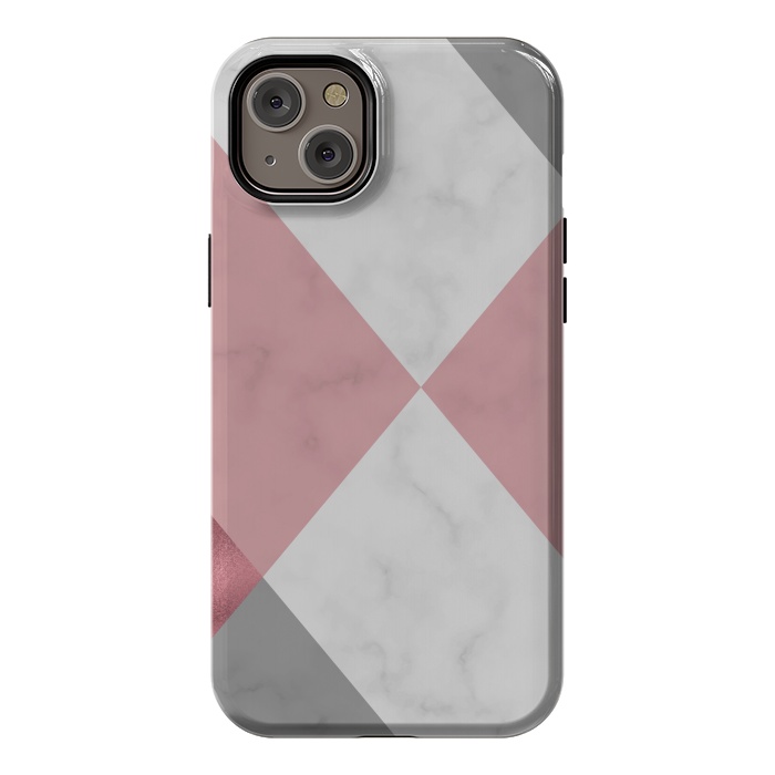 iPhone 14 Plus StrongFit Gray and Rose Marble Geometric design by ArtsCase