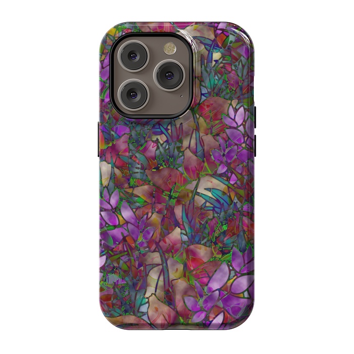 iPhone 14 Pro StrongFit Floral Abstract Stained Glass G175 by Medusa GraphicArt