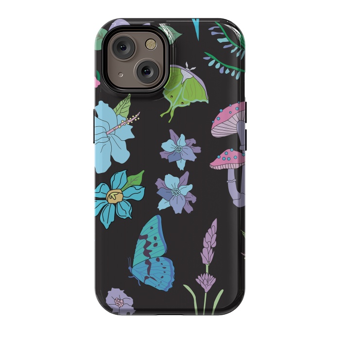 iPhone 14 StrongFit Garden Witch Pastel Mushrooms, Flowers, Butterflies by Luna Elizabeth Art