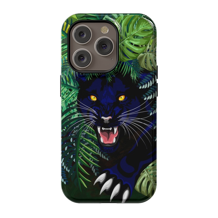 iPhone 14 Pro StrongFit Black Panther Spirit coming out from the Jungle by BluedarkArt