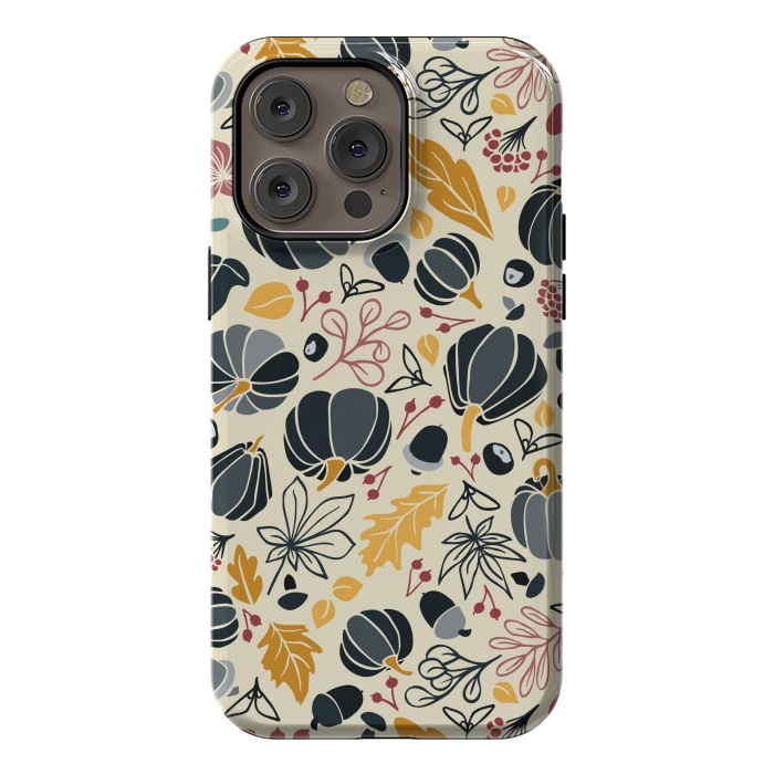 iPhone 14 Pro max StrongFit Fall Fruits in Navy and Yellow by Paula Ohreen