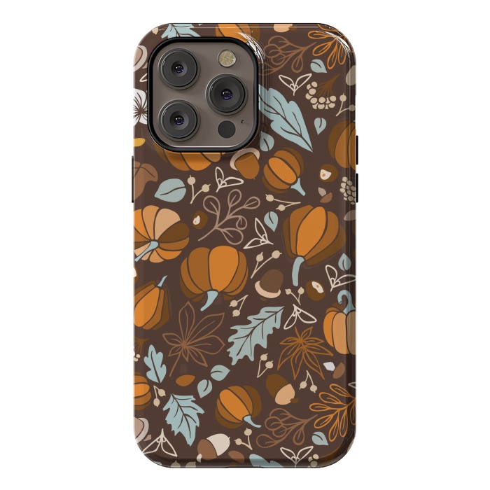 iPhone 14 Pro max StrongFit Fall Fruits in Brown and Mustard by Paula Ohreen