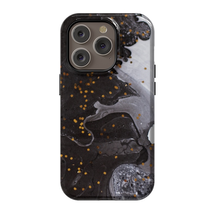 iPhone 14 Pro StrongFit glitter marble black white by haroulita