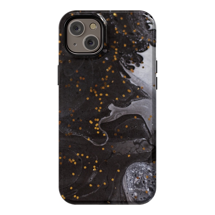 iPhone 14 Plus StrongFit glitter marble black white by haroulita