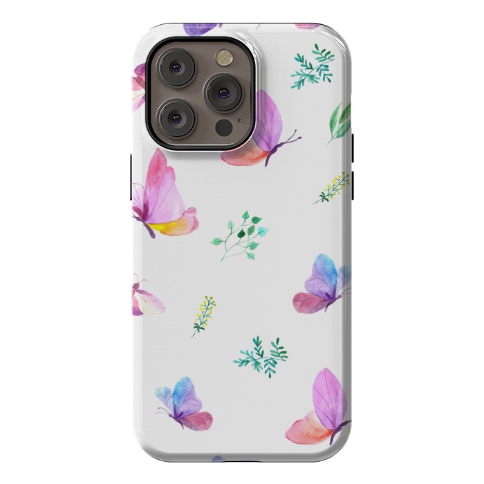 iPhone 14 Pro max StrongFit watercolor butterflies c by haroulita