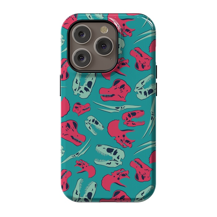 iPhone 14 Pro StrongFit Skull Roll - Teal by Melissa Lee