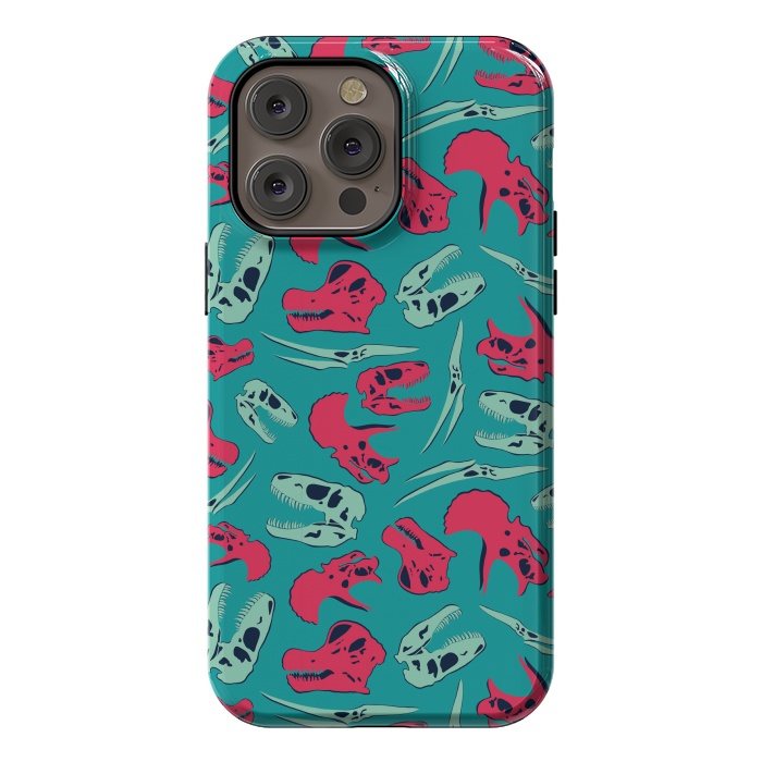 iPhone 14 Pro max StrongFit Skull Roll - Teal by Melissa Lee