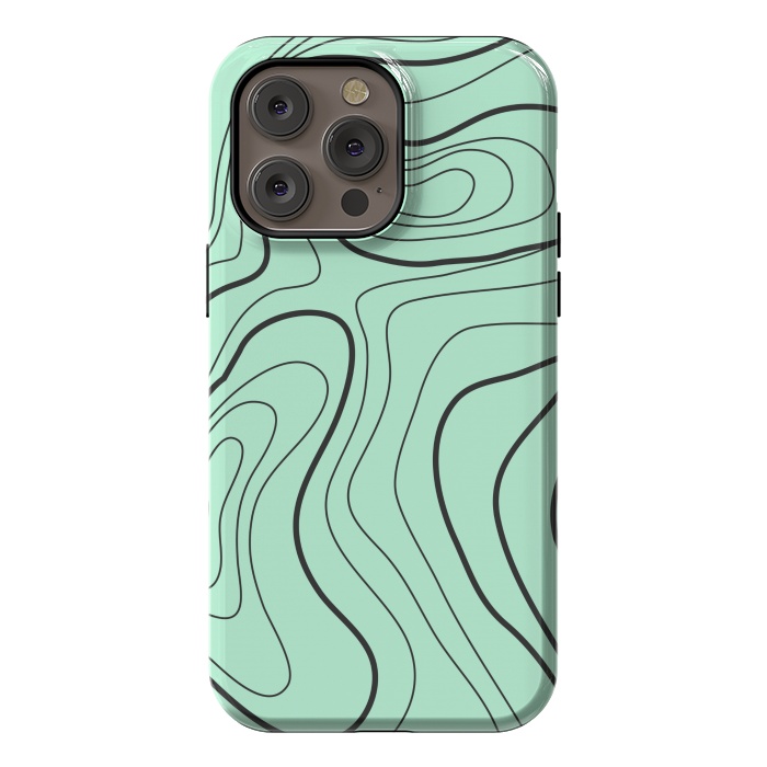 iPhone 14 Pro max StrongFit green abstract lines 2 by MALLIKA