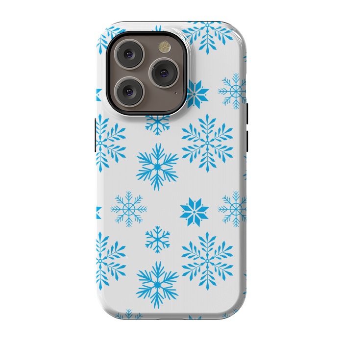 iPhone 14 Pro StrongFit blue snowflakes pattern by MALLIKA