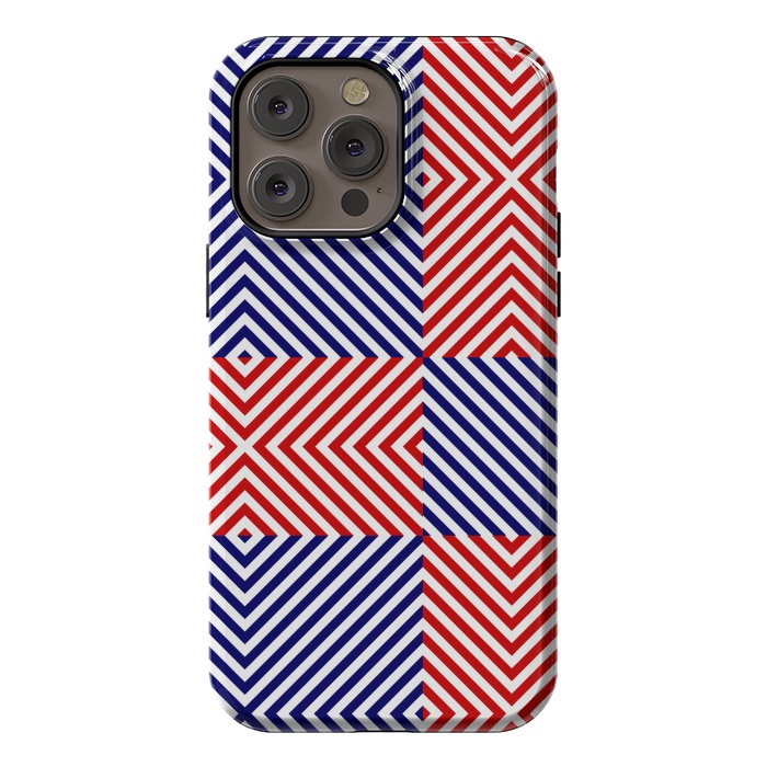 iPhone 14 Pro max StrongFit Red Blue Crossing Diagonal Striped by TMSarts
