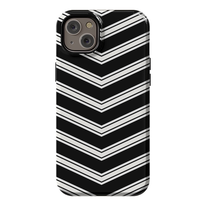 iPhone 14 Plus StrongFit Black And White Chevrons by TMSarts