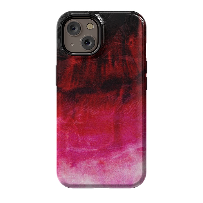 iPhone 14 StrongFit Red pink paint strokes abstract phonecase by Josie