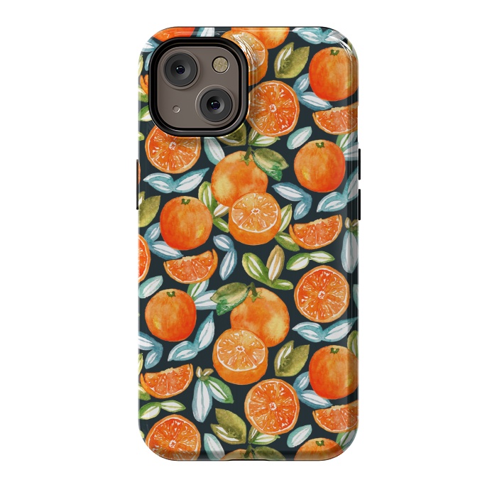 iPhone 14 StrongFit Oranges On Navy  by Tigatiga