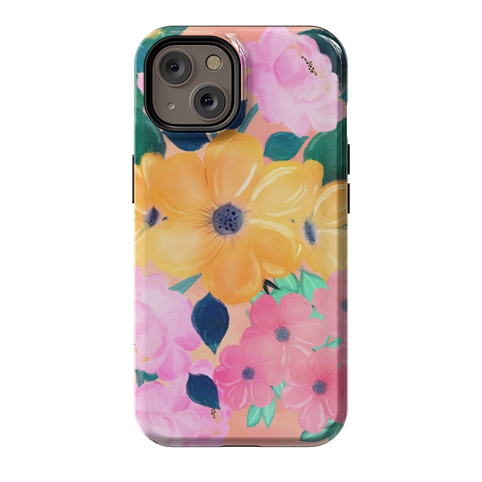 iPhone 14 StrongFit Cute Colorful Romantic Watercolor Flowers  by InovArts