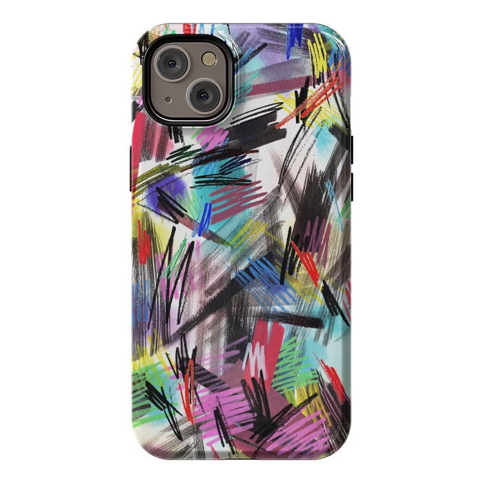 iPhone 14 Plus StrongFit Wild Colorful Scratches and Strokes  by Ninola Design