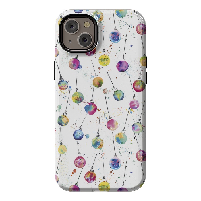 iPhone 14 Plus StrongFit Christmas Watercolor Baubles by Ninola Design