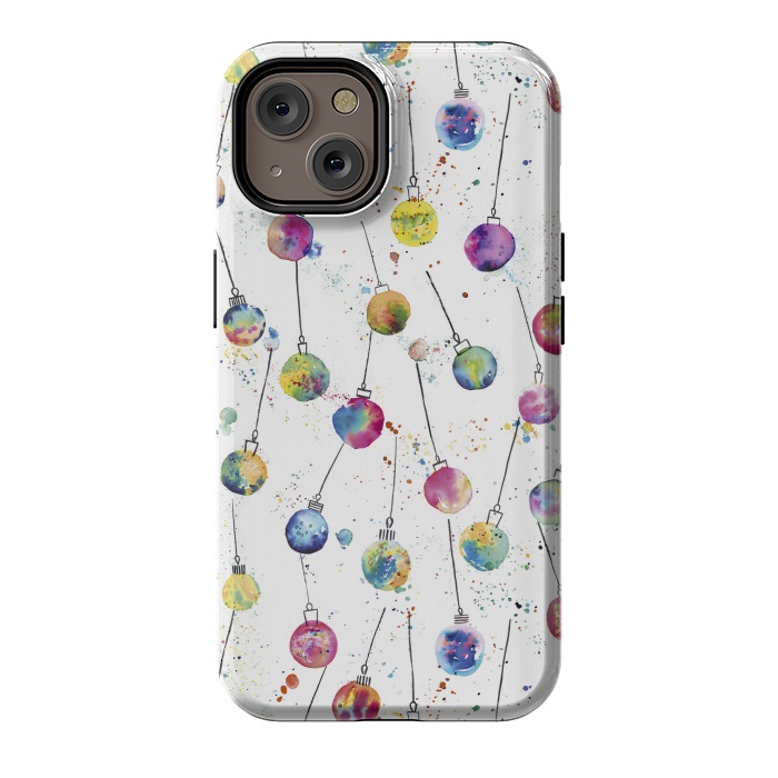 iPhone 14 StrongFit Christmas Watercolor Baubles by Ninola Design