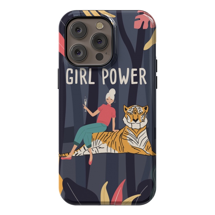iPhone 14 Pro max StrongFit Girl Power - Woman and Tiger by Jelena Obradovic