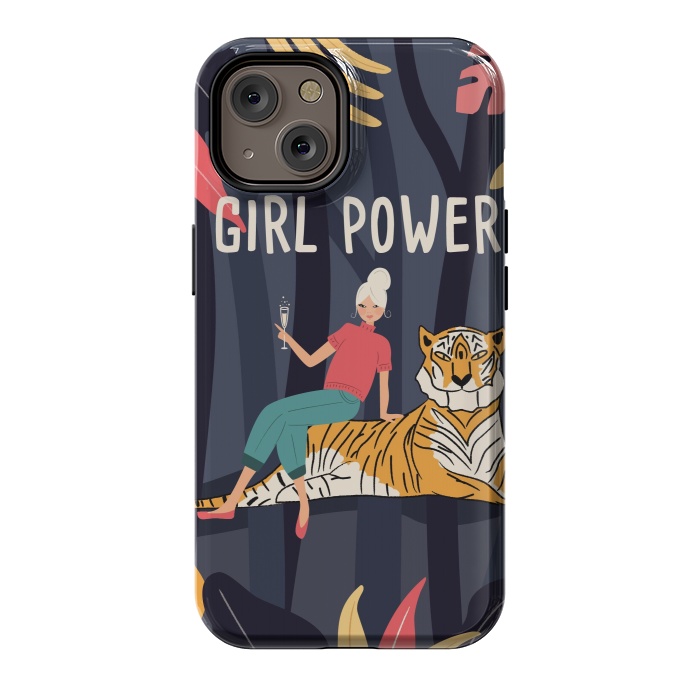 iPhone 14 StrongFit Girl Power - Woman and Tiger by Jelena Obradovic