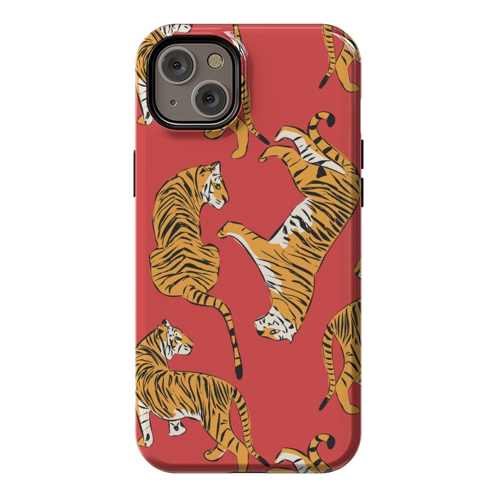 iPhone 14 Plus StrongFit Tiger Pattern, red, 005 by Jelena Obradovic