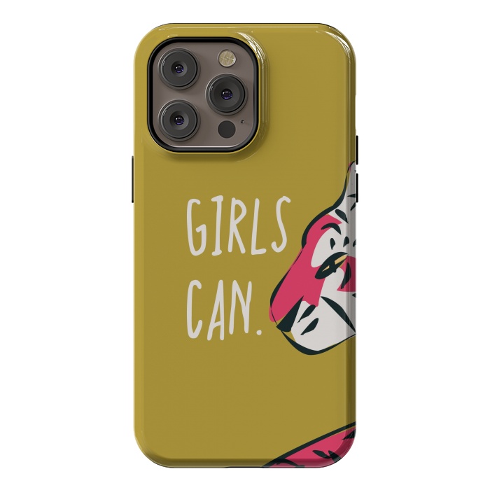 iPhone 14 Pro max StrongFit Girls can, mustard by Jelena Obradovic
