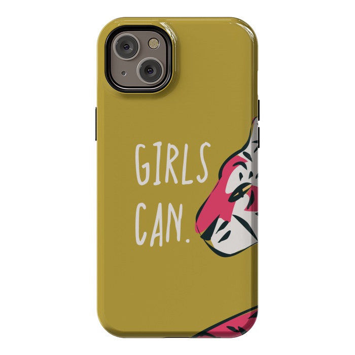 iPhone 14 Plus StrongFit Girls can, mustard by Jelena Obradovic