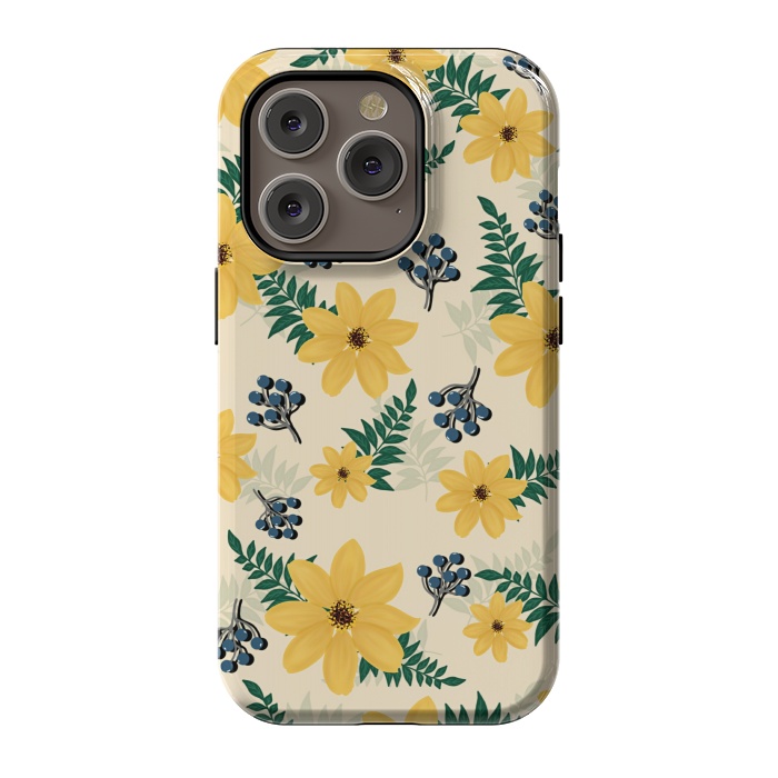 iPhone 14 Pro StrongFit Yellow flowers pattern by Jms