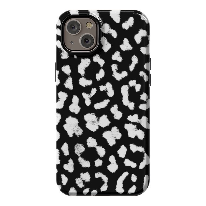 iPhone 14 Plus StrongFit Black and white leopard print brushed spots by Oana 
