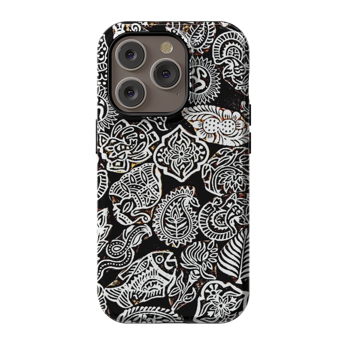 iPhone 14 Pro StrongFit Black and white pattern by Winston